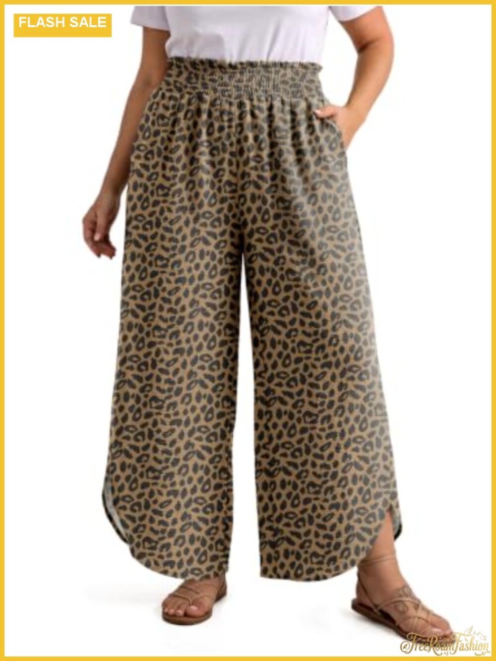 Plus Size High Waisted Wide Leg Pants with Pockets
